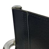 Tabouret de bar vintage en cuir noir et chrome, Italie