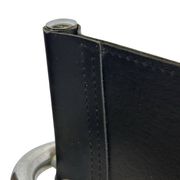 Tabouret de bar vintage en cuir noir et chrome, Italie