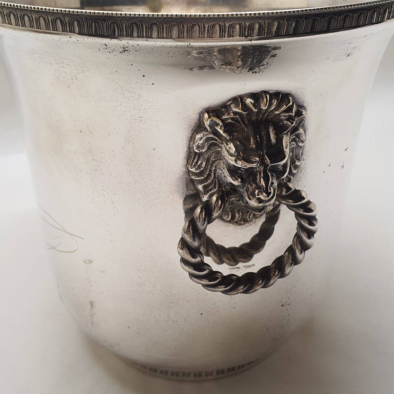 Rare silver metal champagne bucket signed veuve clicquot ponsardin lion head