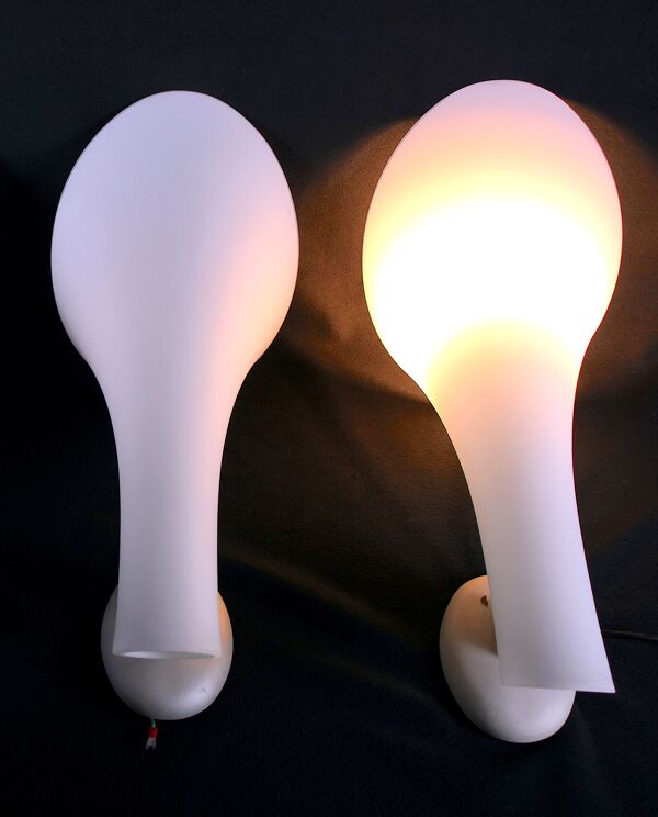 Appliques en verre murano blanc pour ''murano due'' par Carlo Nason Italie