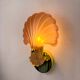 French Art Deco shell wall sconce – amber glass, 1970s