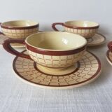 Set of 5 cups with saucers