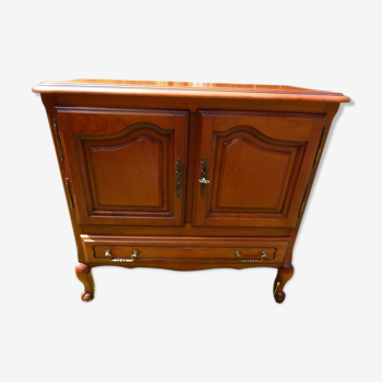 Meuble de bar de style Louis XV en bois massif merisier