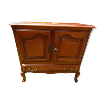 Meuble de bar de style Louis XV en bois massif merisier
