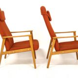 Set of 2 Scandinavian beech armchairs, Sweden, 1950