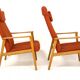Set of 2 Scandinavian beech armchairs, Sweden, 1950