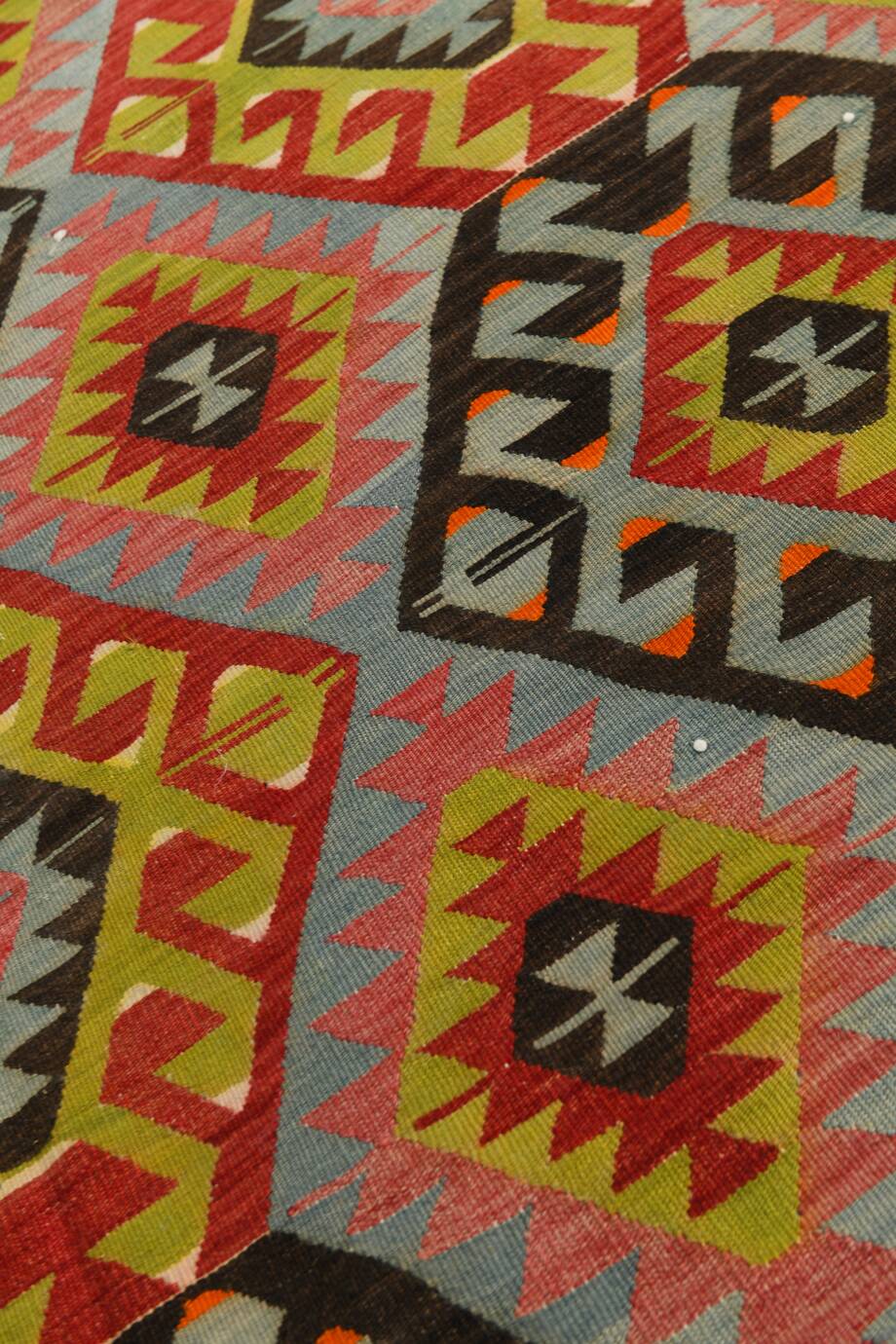 Large Green Handmade Vintage Kilim Rug, 184x309Cm