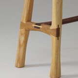 Contemporary handcrafted stool / end table in solid ash and oak wood