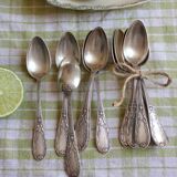 Box of 12 small spoons in vintage silver metal