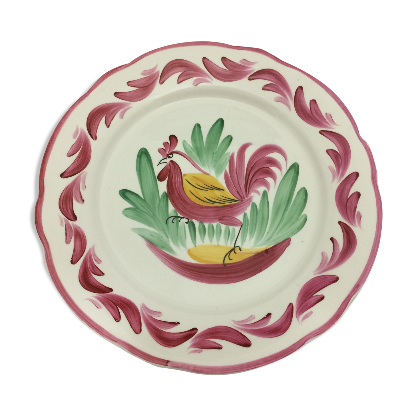 Old porcelain rooster plate