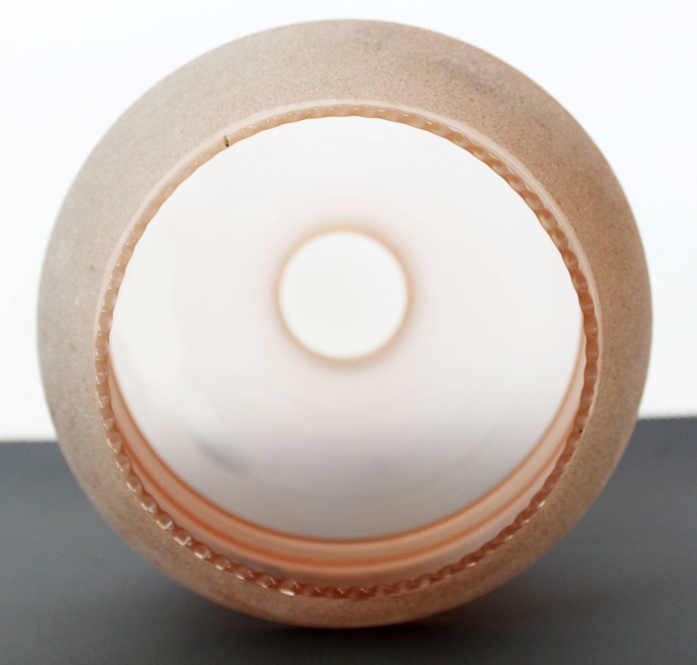 Large Art Deco frosted pink glass globe, shade, frosted glass