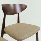 Set of 4 Modern Beech Wood Dining Chair, Herringbone yellow fabric