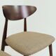 Set of 4 Modern Beech Wood Dining Chair, Herringbone yellow fabric