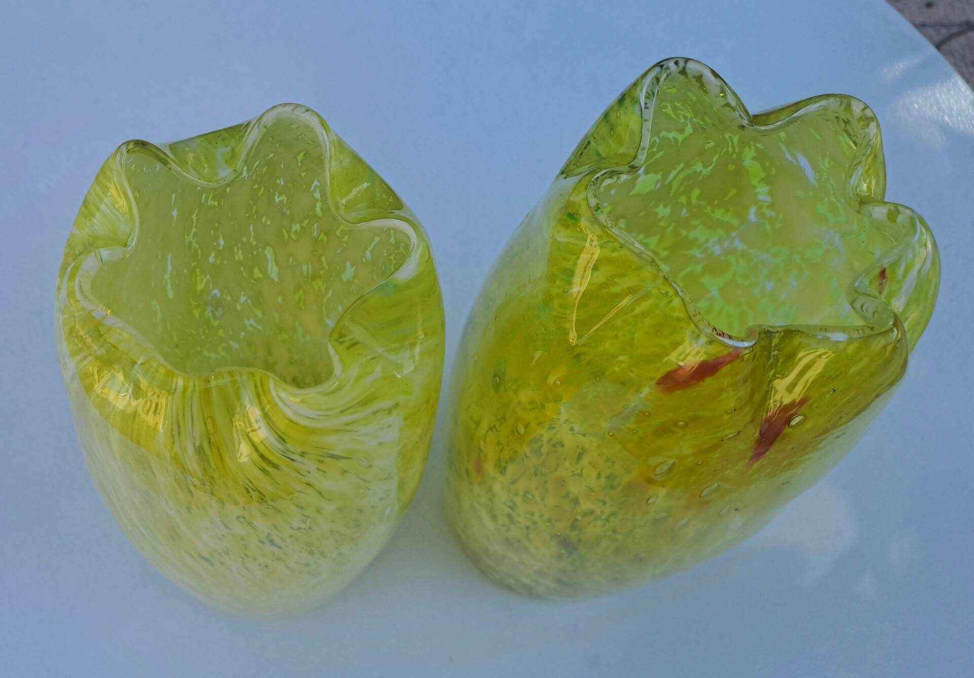Pair of blown glass vases Clichy Legras