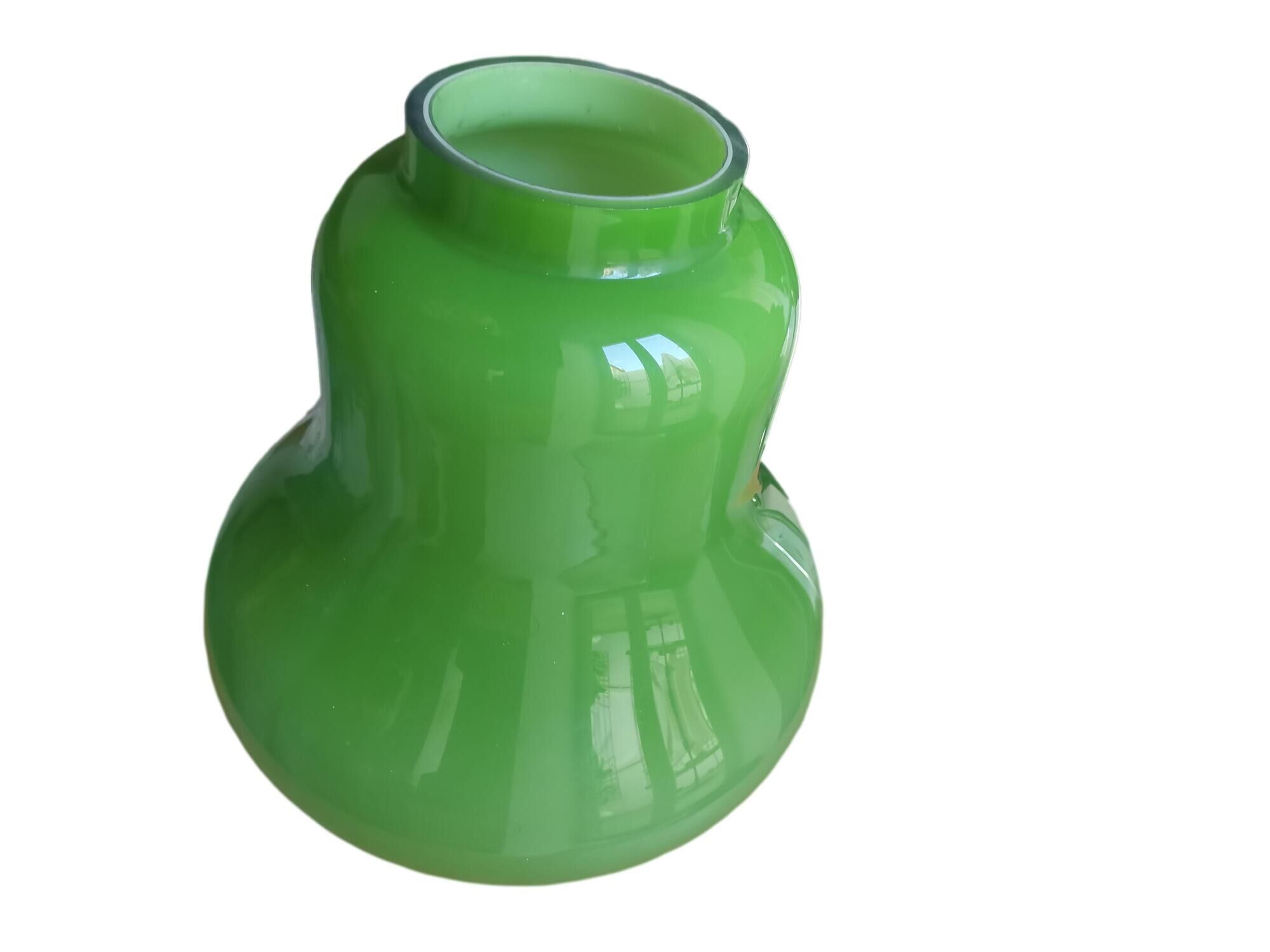 Mid-century portuguese green opaline glass hanging lamp 1960s