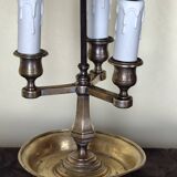Three-light bouillotte lamp in gold metal, desk lamp.
