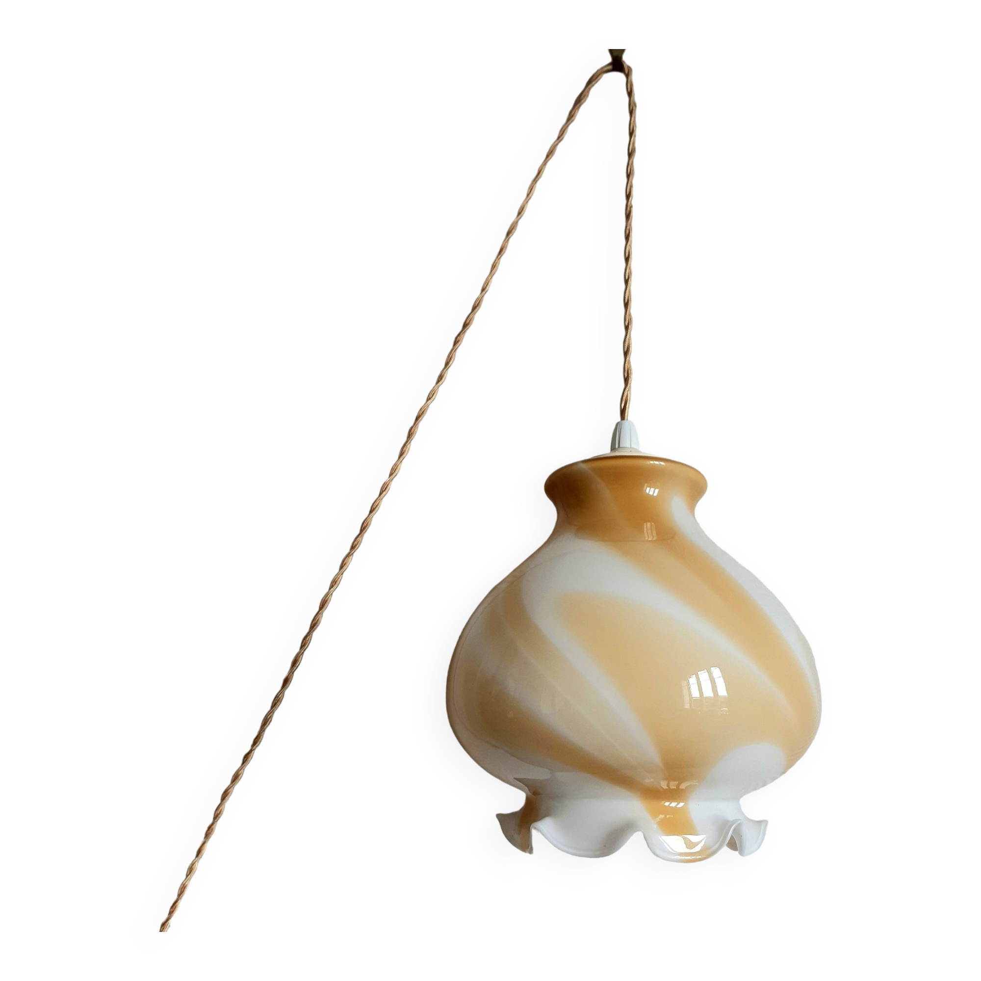 Lampe baladeuse globe miel style Murano 1970