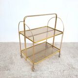 Vintage folding serving table on wheels 1970