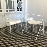 White metal chairs