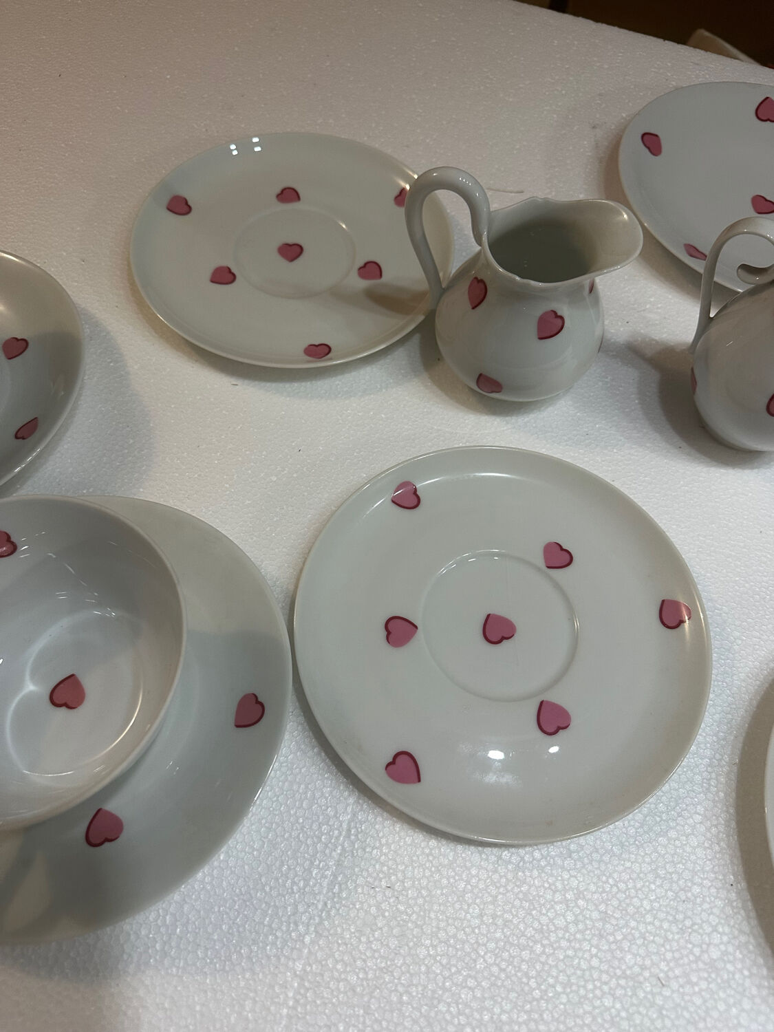 Breakfast Service D. Porthault Limoges Pink Hearts 10 Pcs