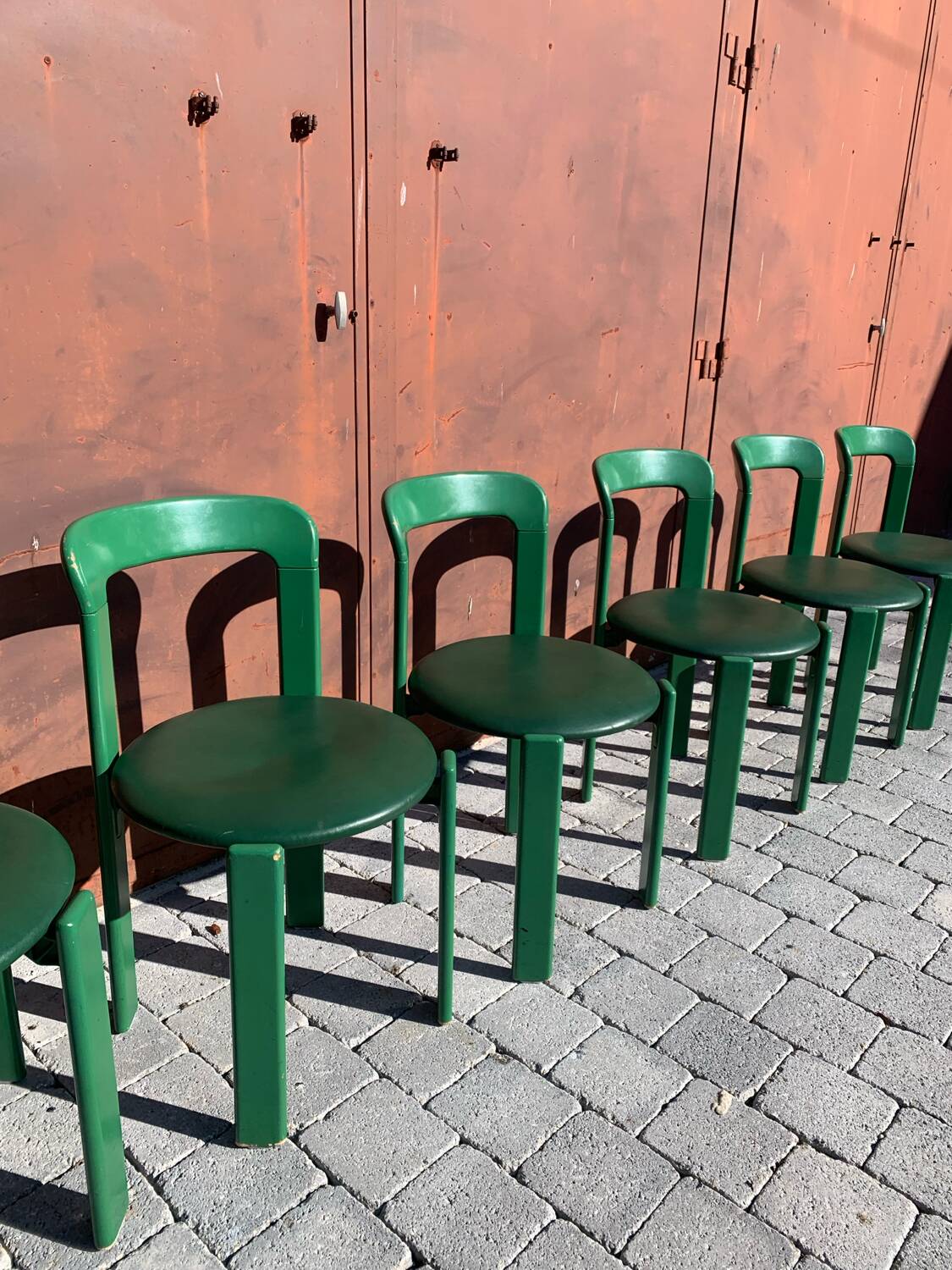 6 Bruno Rey Kush & coVerte Stackable Chairs Circa 1970