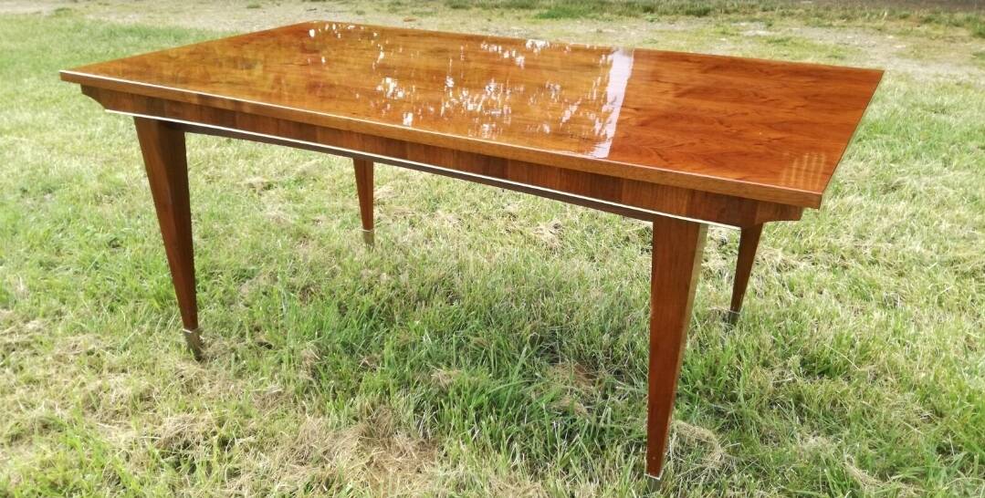 Art Deco walnut veneer extendable table (160 to 232 cm)