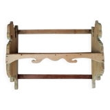 Antique wall shelf in raw wood - patinated green