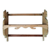 Etagère murale ancienne en bois brut - vert patiné