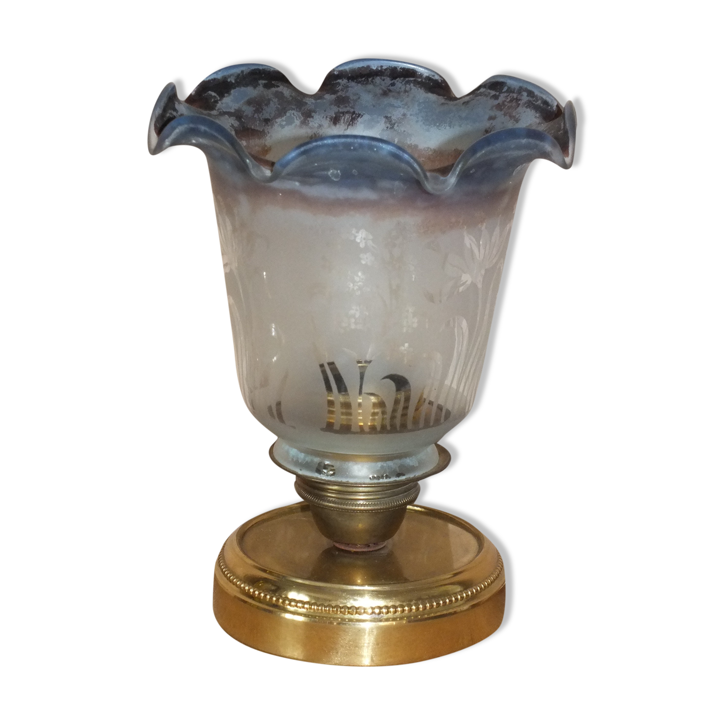 Lampe à tulipe décor floral vintage