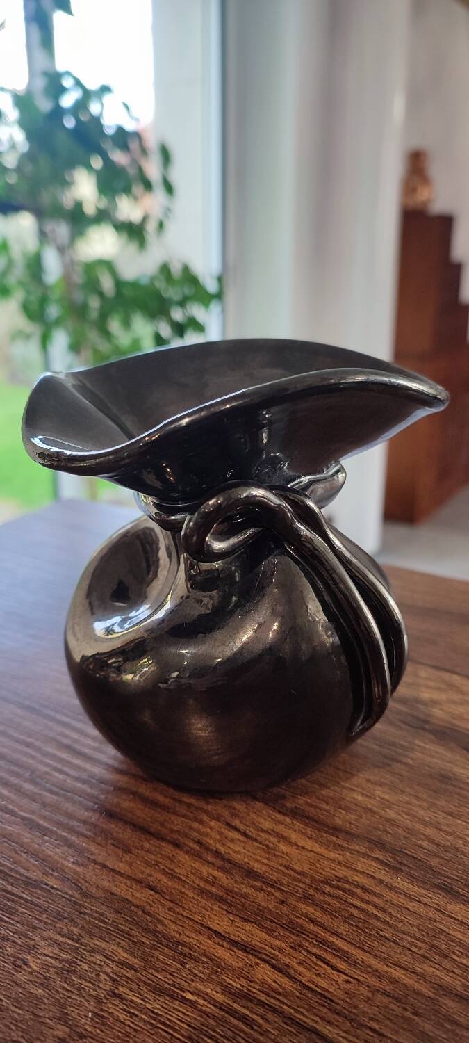 Iridescent ceramic vase from the 1960s, signed