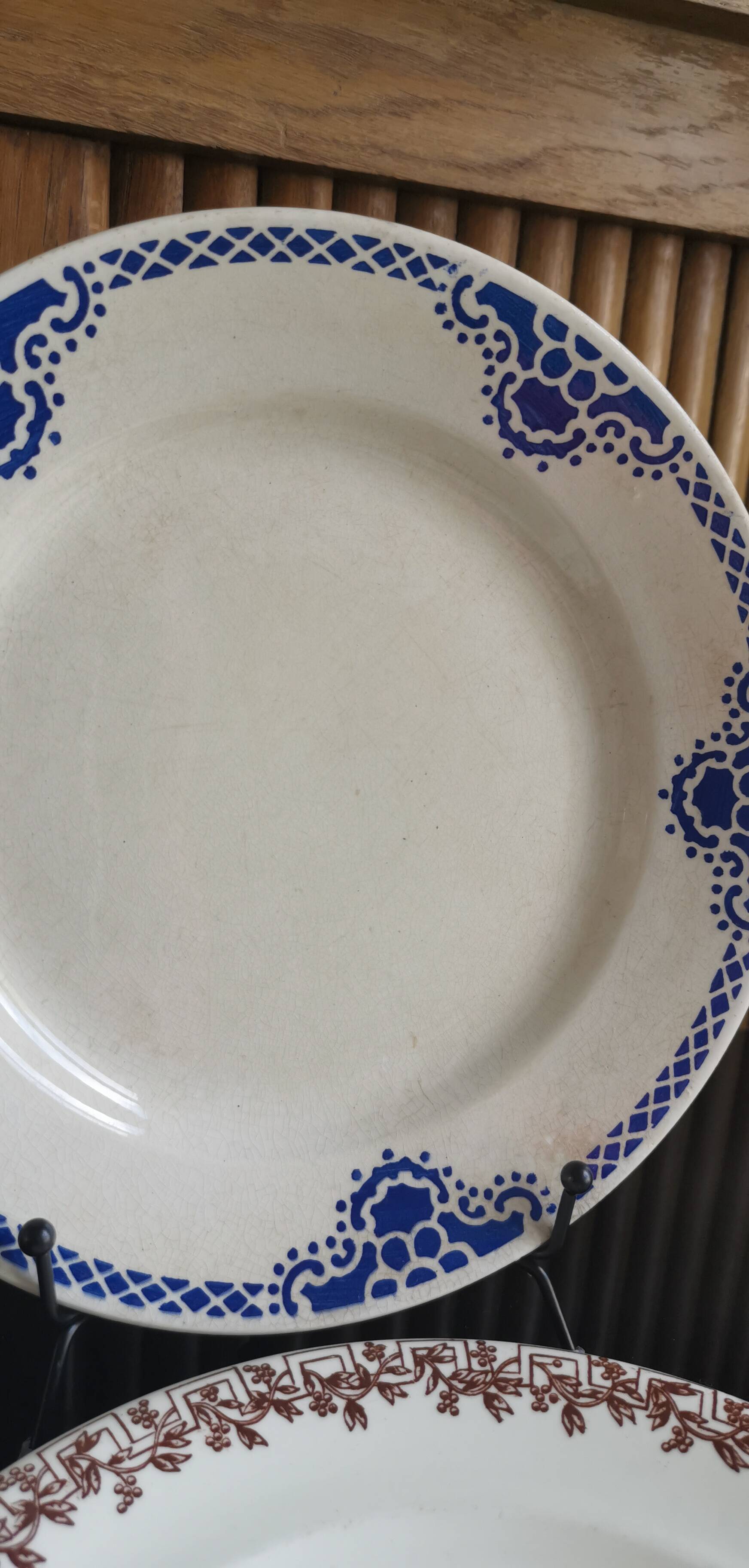 4 old mismatched plates Gien, St Amand, K&G Lunéville