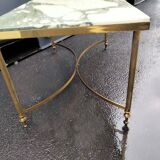 Old vintage gilded side table with marble top