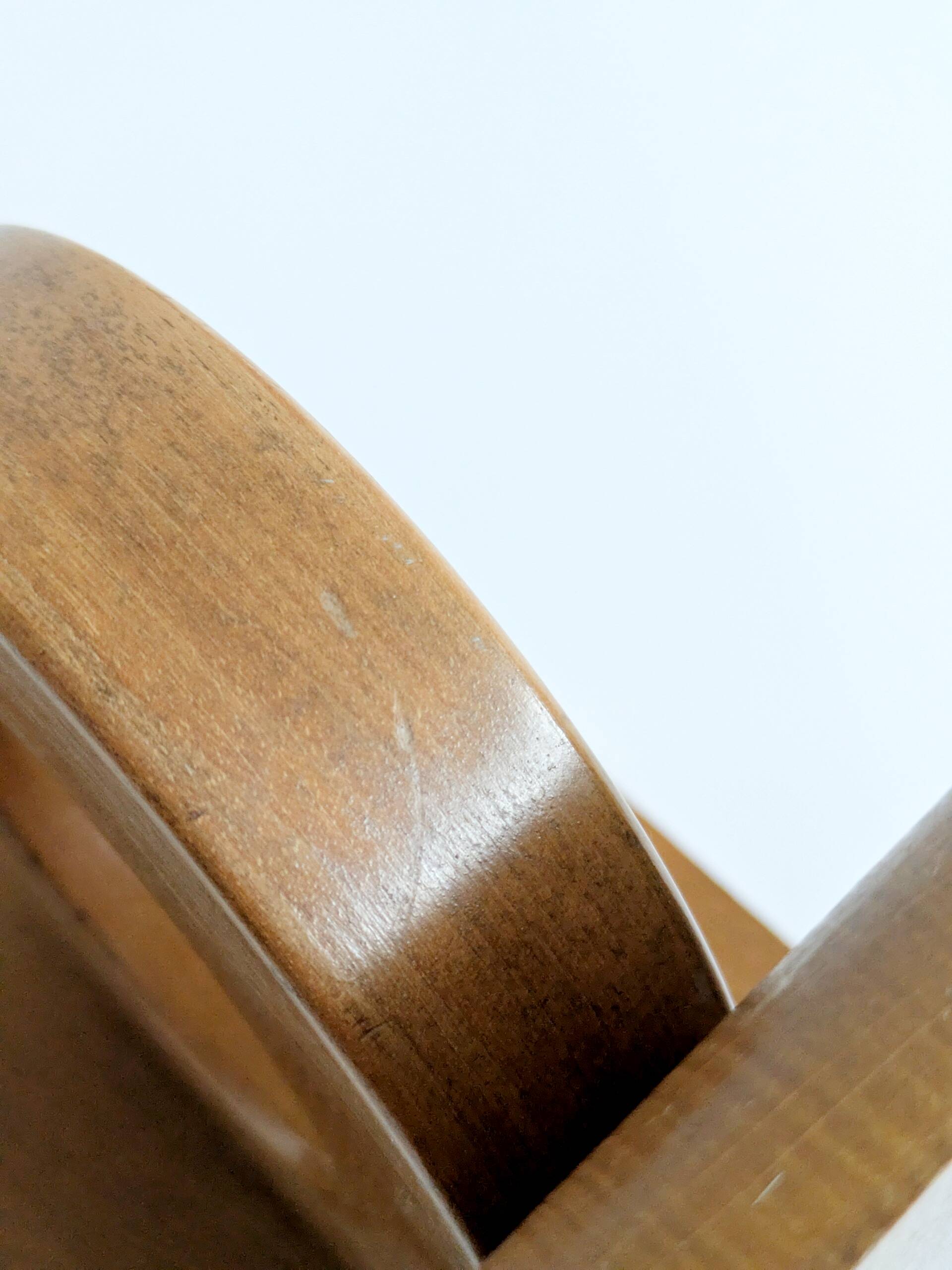 Vintage wooden bookends in Bauhaus mid-century minimalist style.