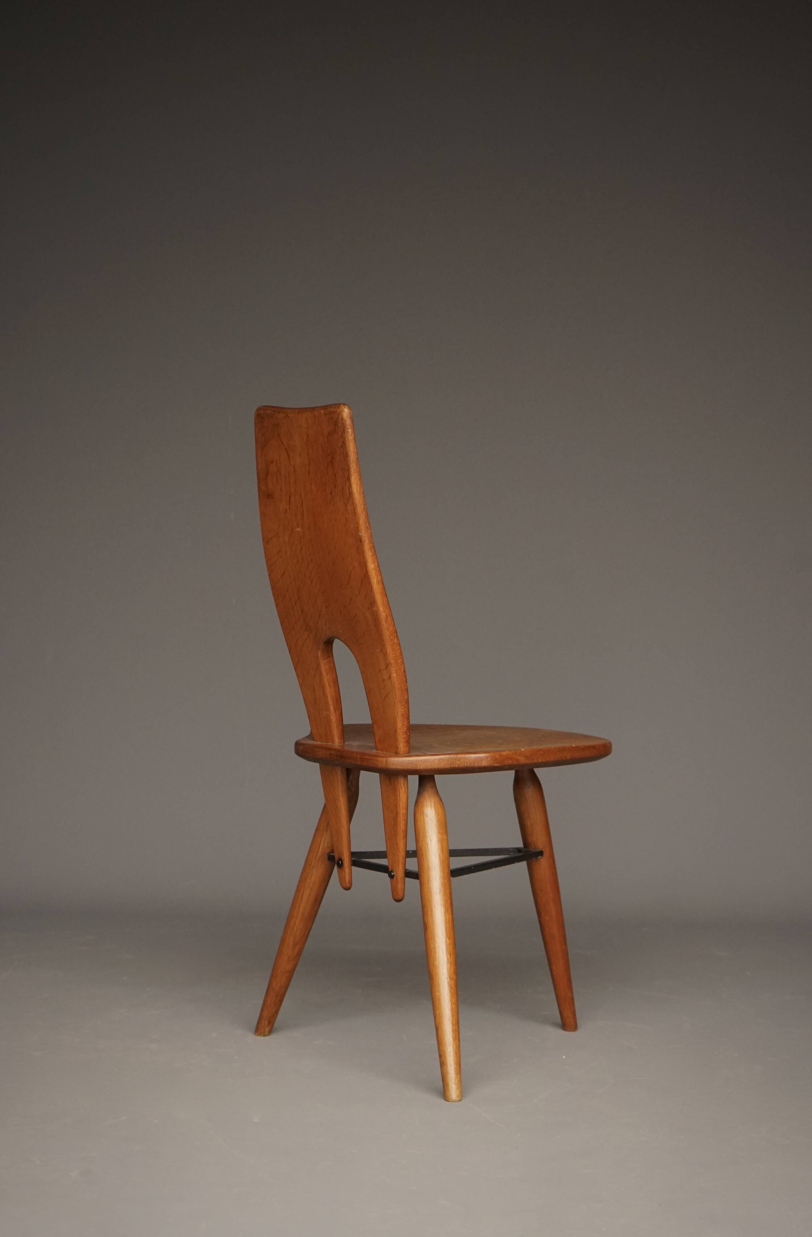 Italian Oak Side Chair, 1950s
