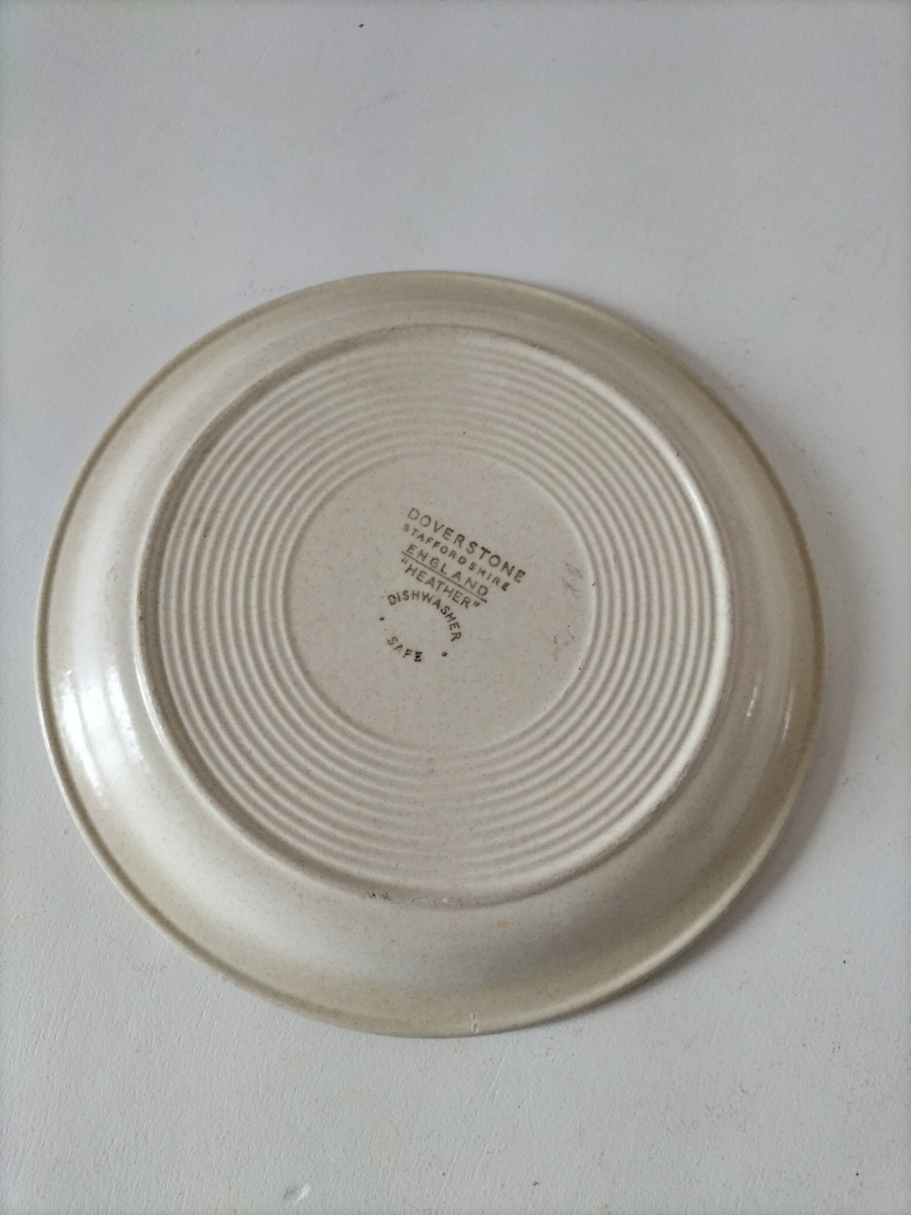 Doverstone Heather plate, ochre brown botanical design, England 70s