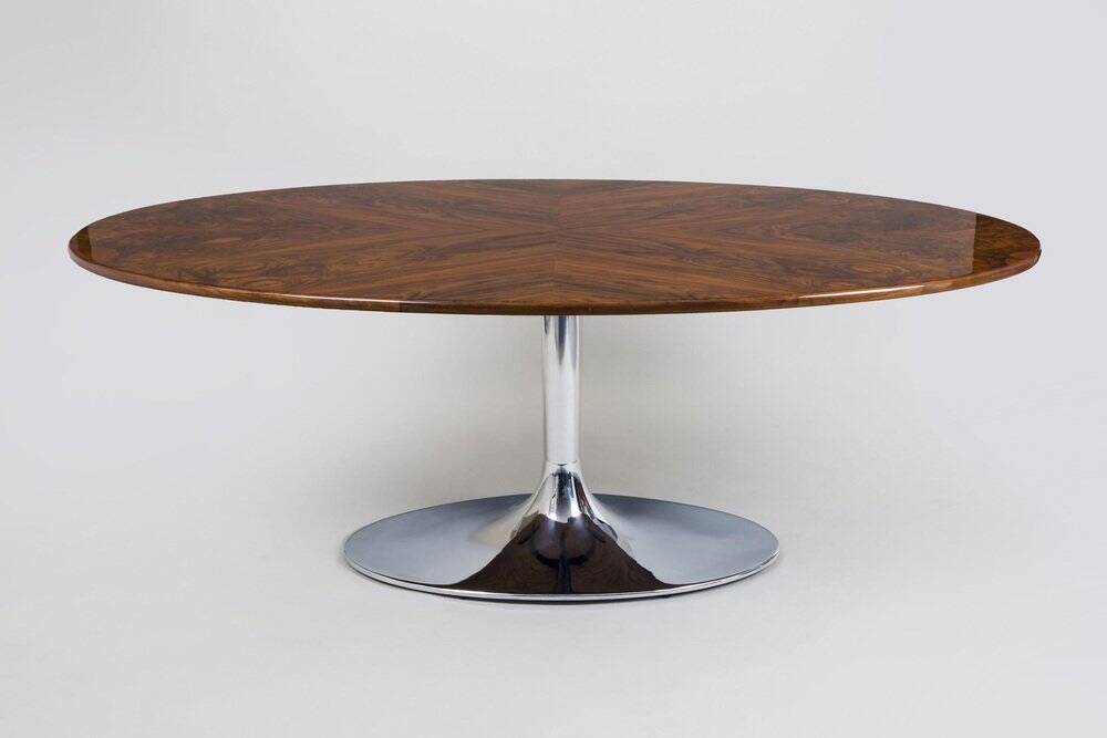 Mid-Century Dining Table in Walnut and Chrome by Kovona, Czech, 1960s