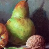 Still life in oil on canvas frame, 3F format 27x22 cm