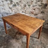 Antique French dining table with drawer, around 1900.