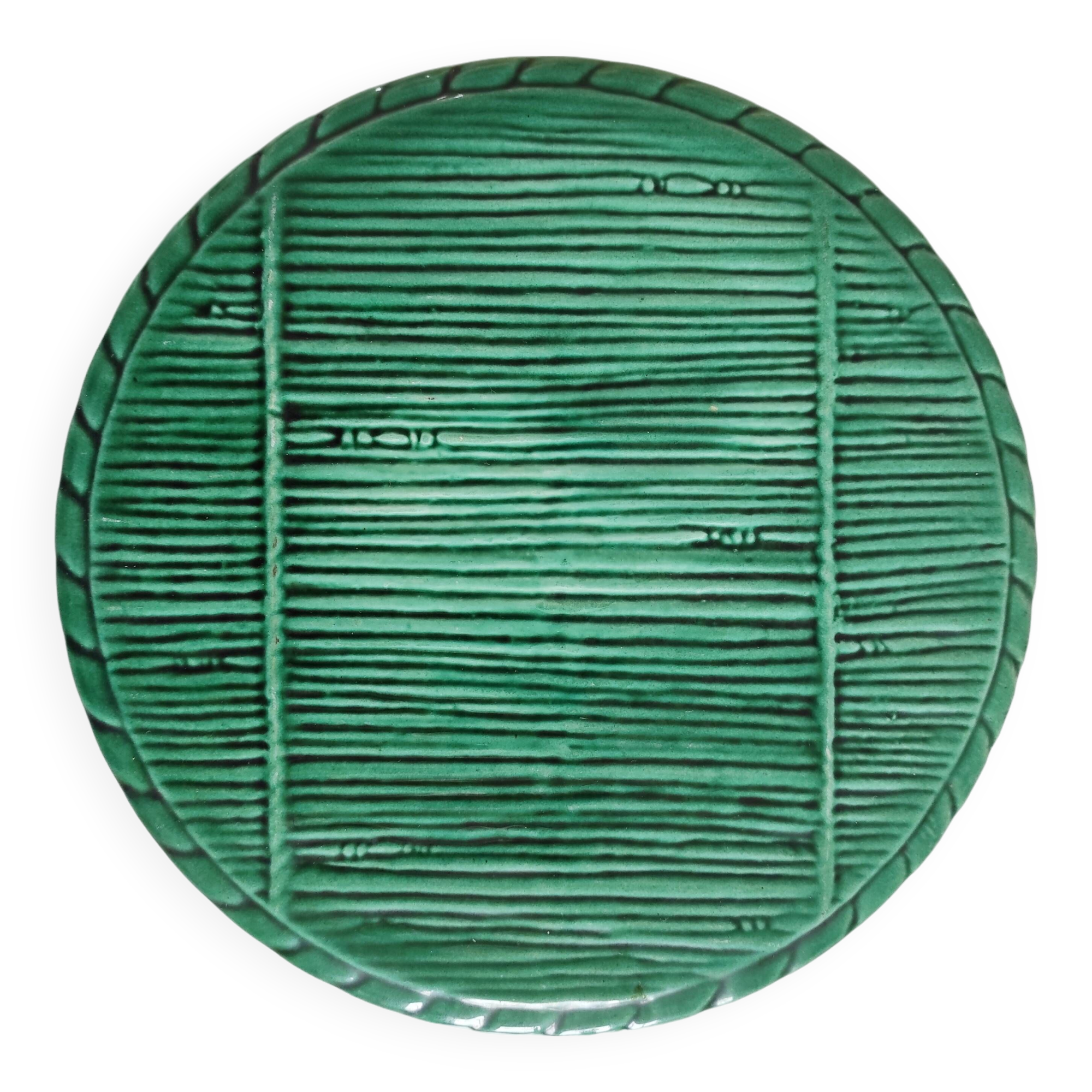 Green ceramic straw effect trivet