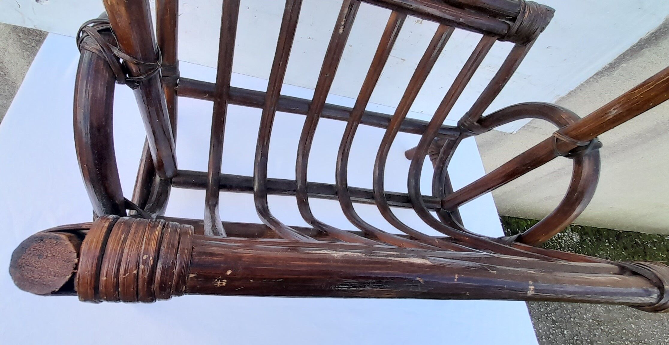 Vintage rattan magazine holder