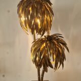 Lampe de table palmier en laiton vintage Maison Jansen, années 1970, France