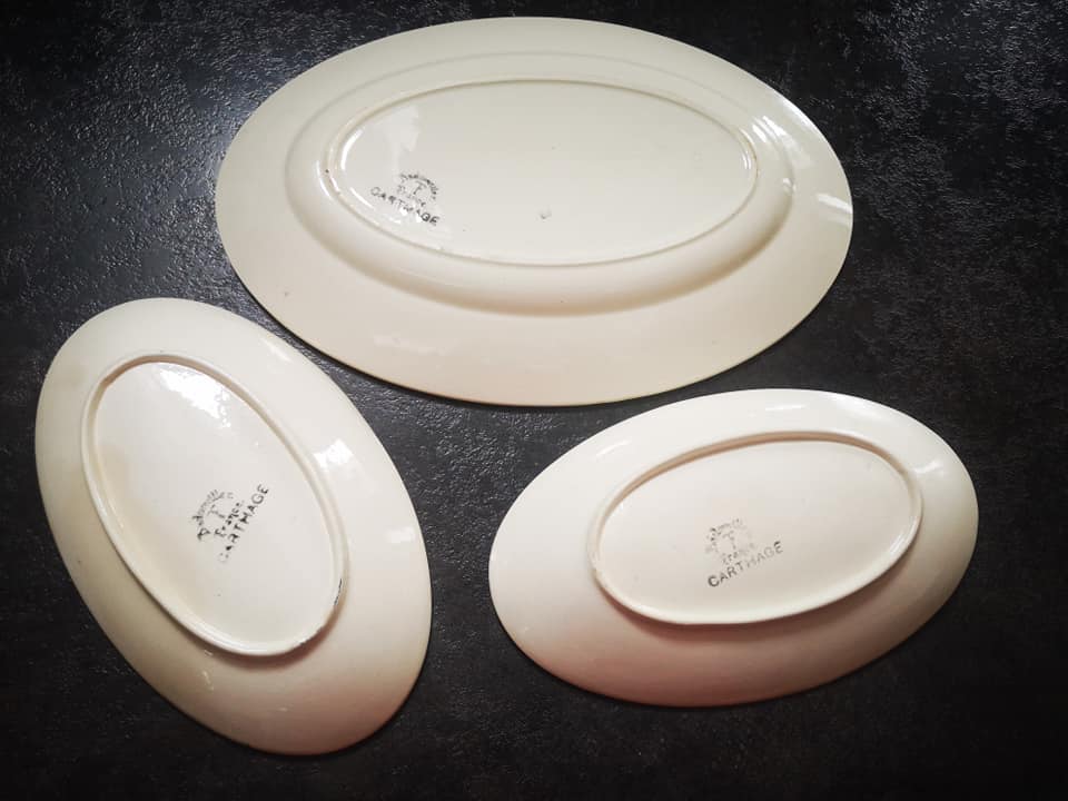 Lot oval serving dishes Badonviller model/series Carthage