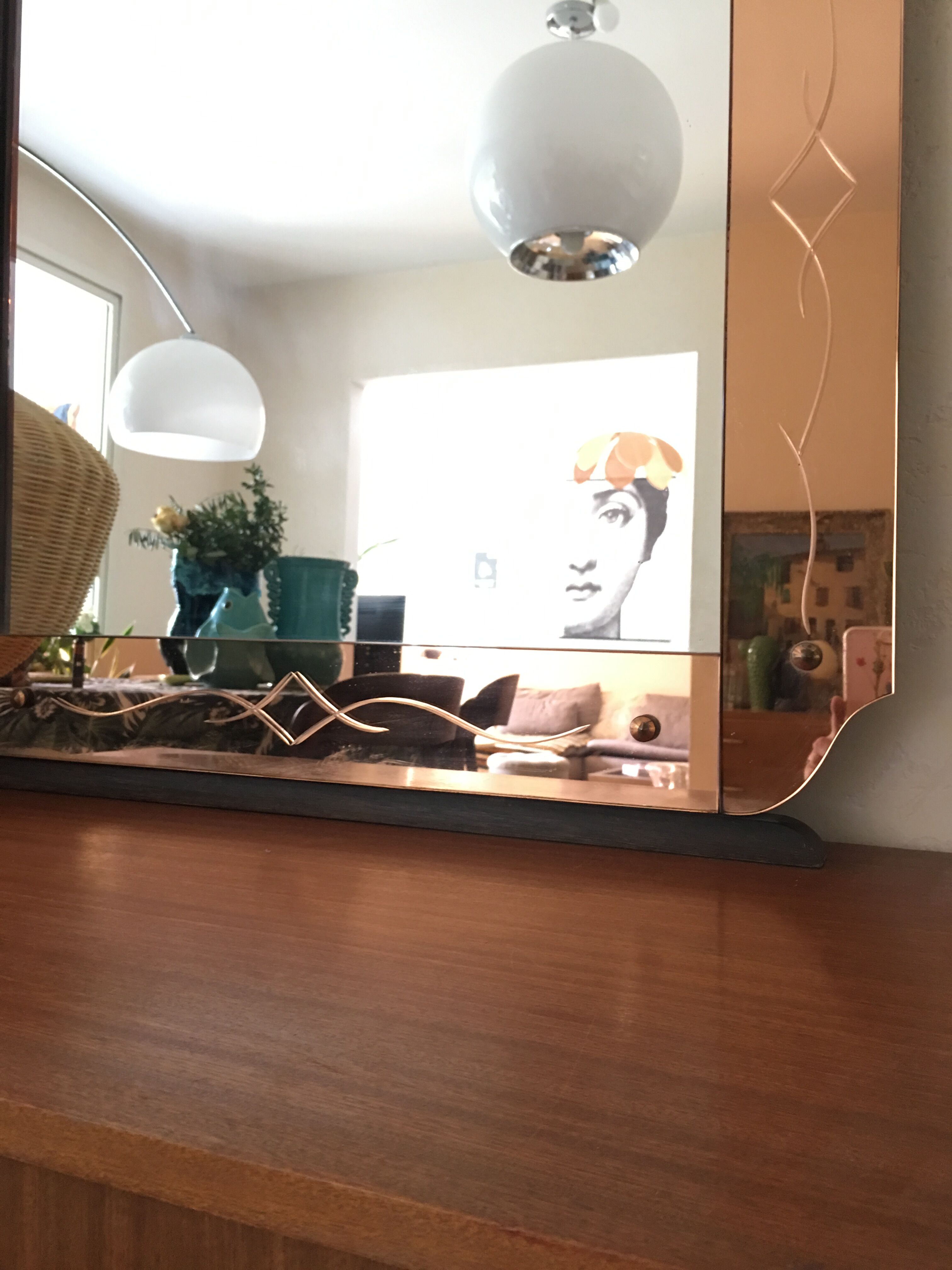 Venetian mirror art deco pink 77x101cm