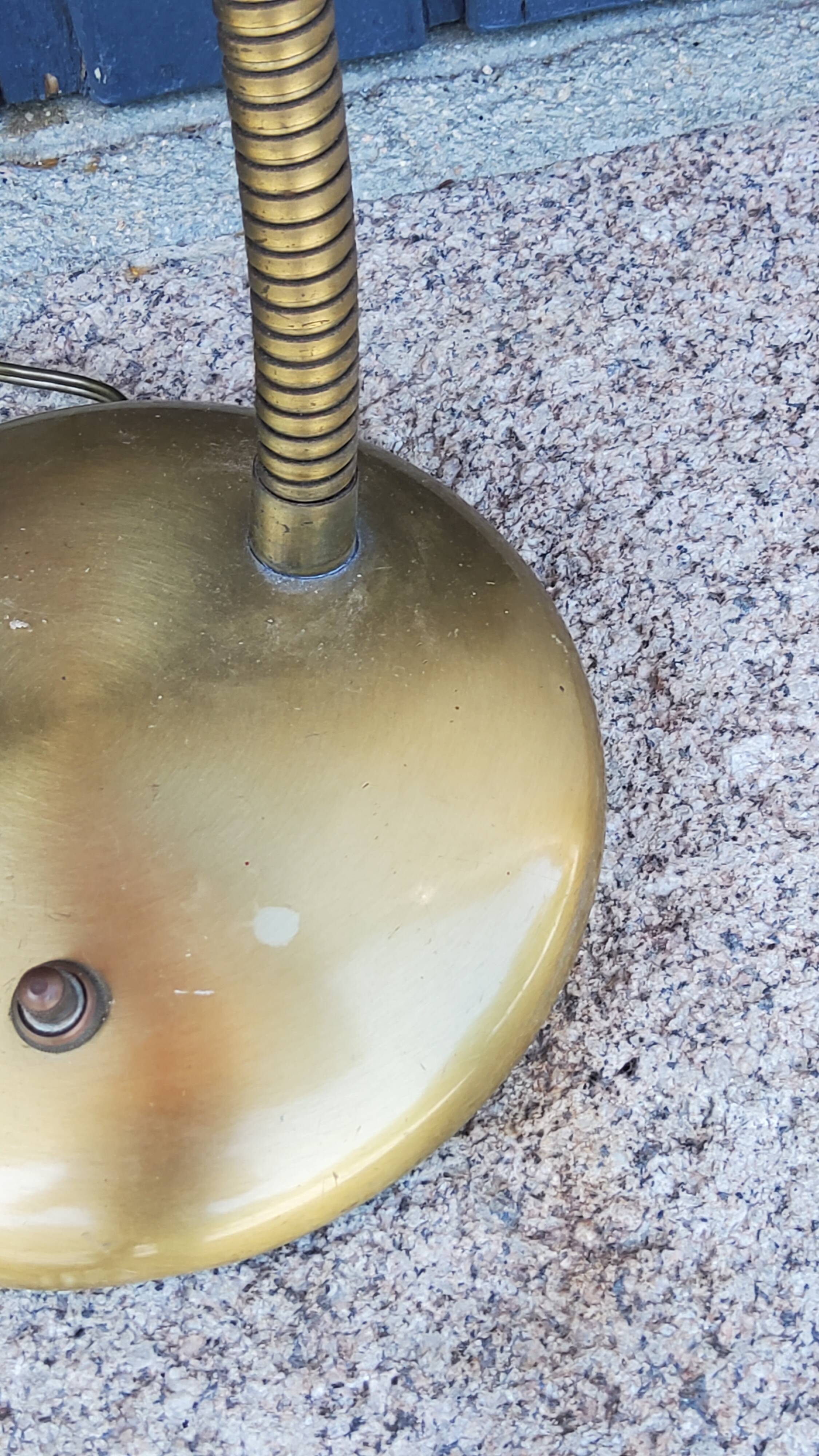 Designer desk lamp in gold metal 2 flexible arms from the 70s