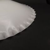 French Frilled Glass Pendant Shade White Opaline Glass Scalloped Edge 256