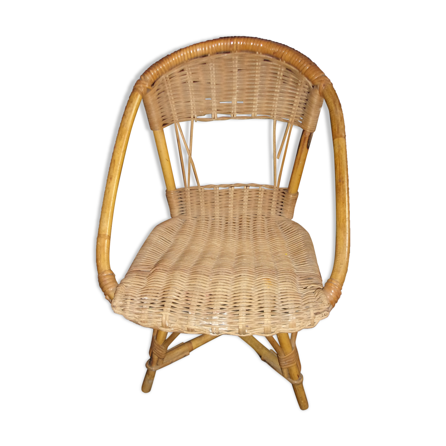 Wicker rattan child chair 1950