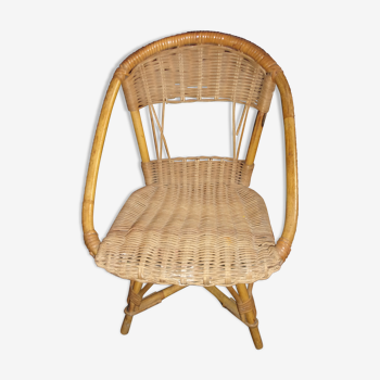 Fauteuil osier rotin enfant 1930