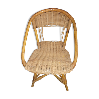 Fauteuil osier rotin enfant 1930