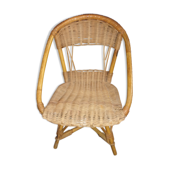 Wicker rattan child chair 1950