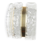 Pair of wall sconces in brass or ice glass by Doria, Germany, 1960s.